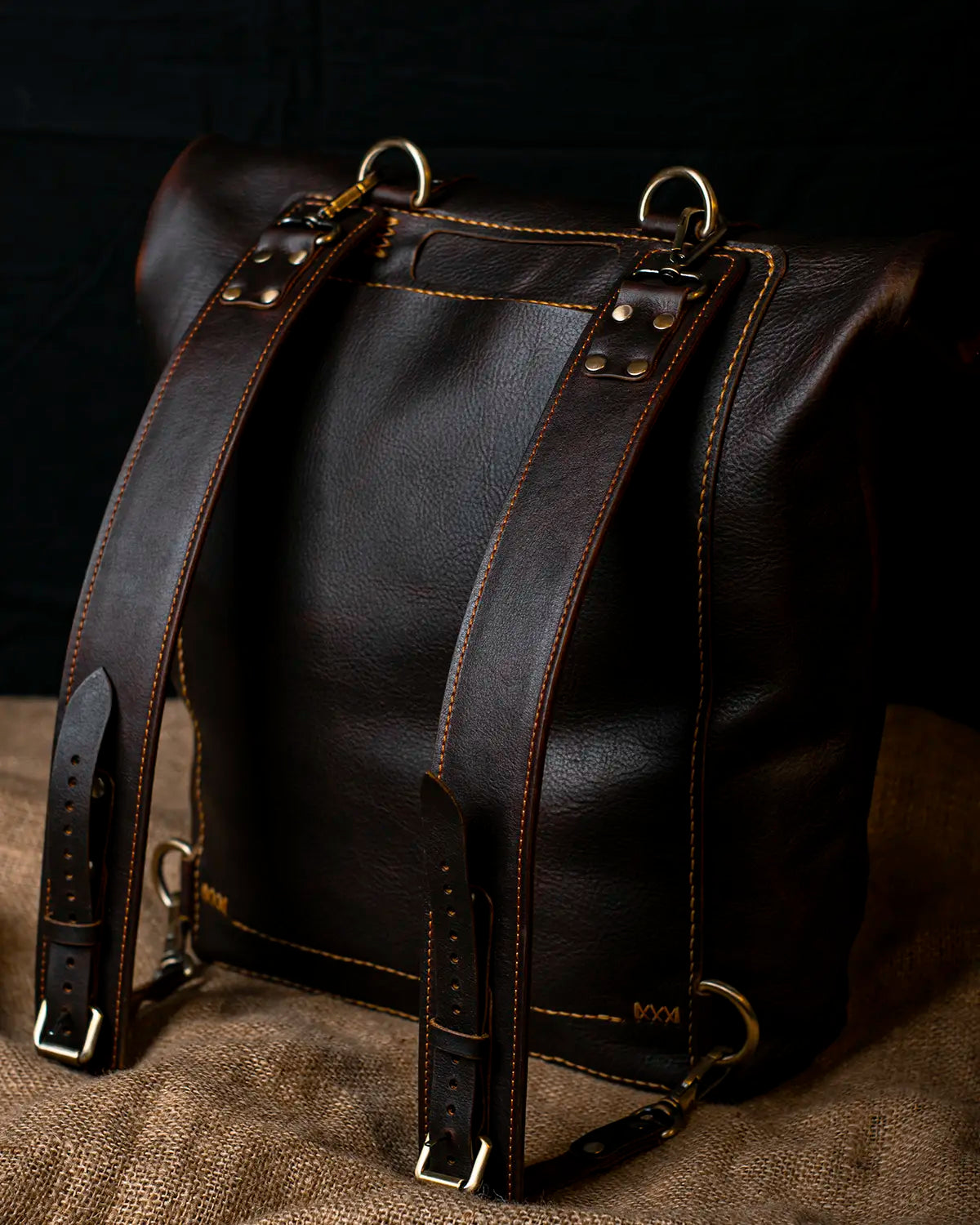 Roll Top Backpack - Dark Brown