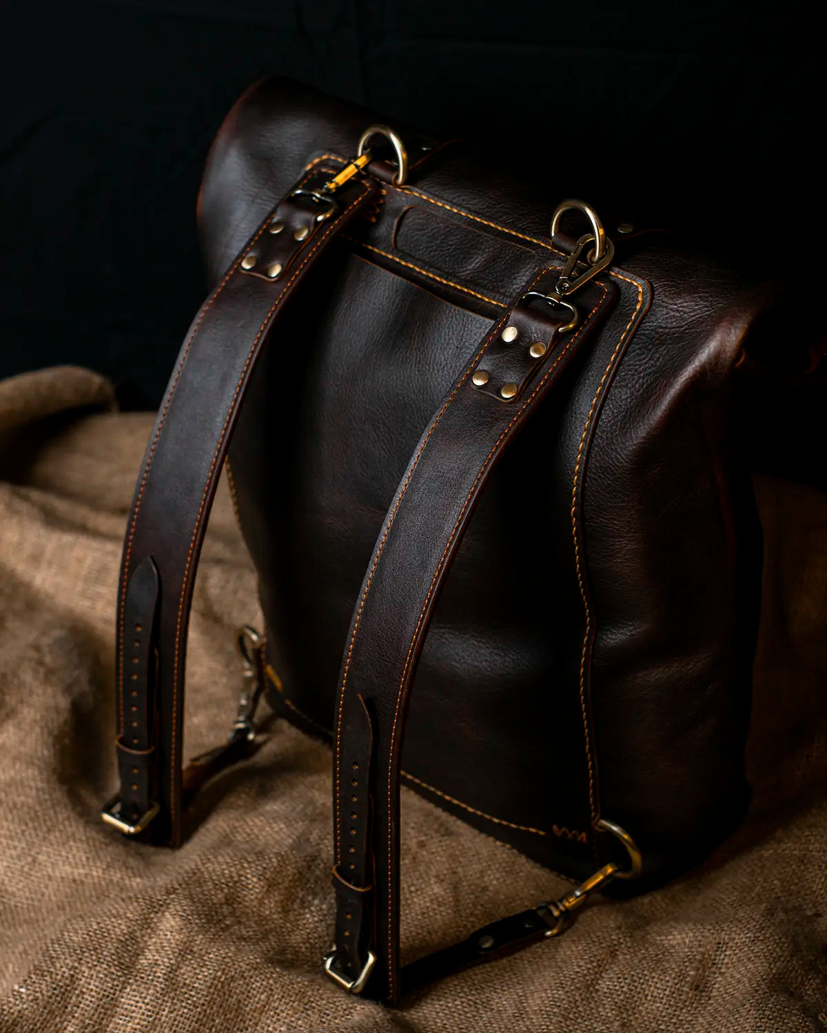 Roll Top Backpack - Dark Brown