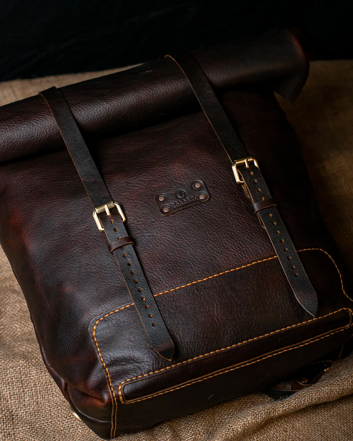 Roll Top Backpack - Dark Brown