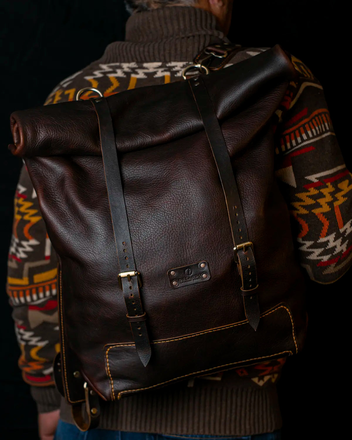 Roll Top Backpack - Dark Brown