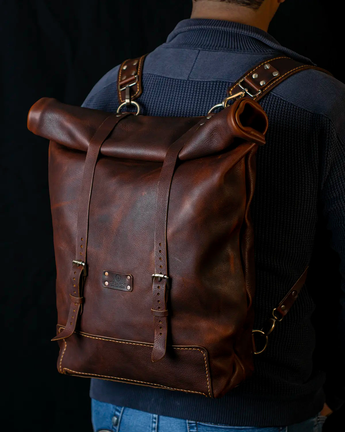 Roll Top Backpack - Dark Brown