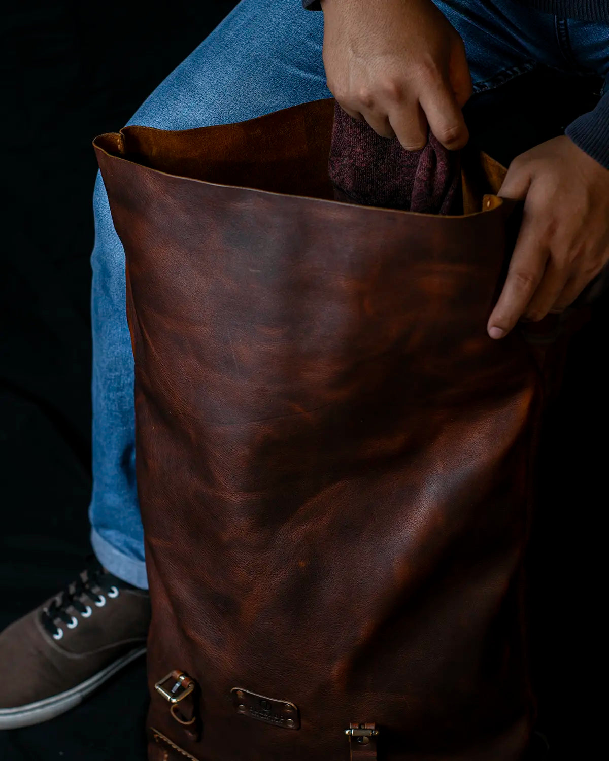 Roll Top Backpack - Dark Brown