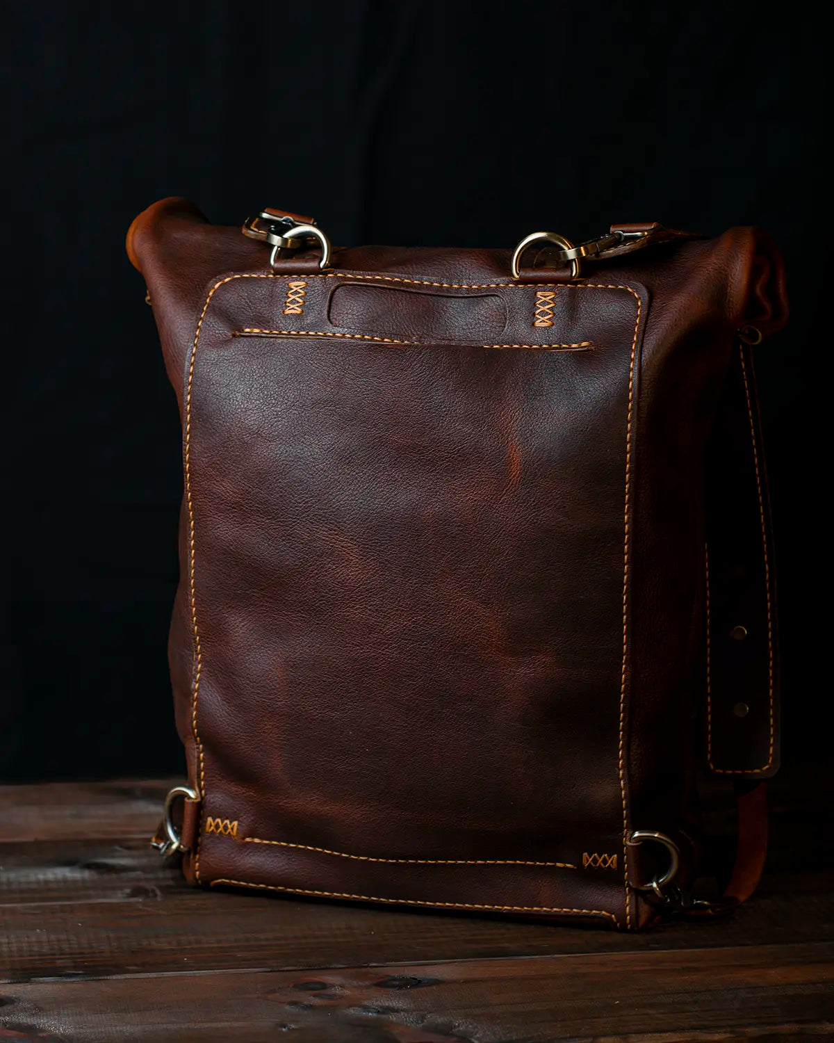 Roll Top Backpack - Dark Brown