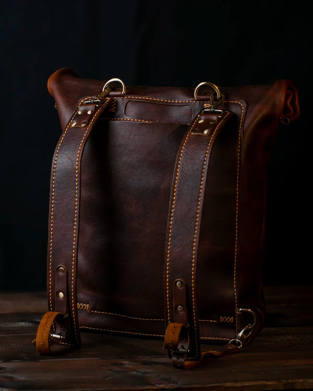 Roll Top Backpack - Dark Brown